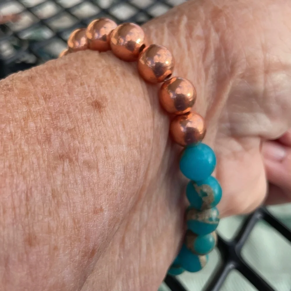 Artisan made Bracelet Copper and Turquoise Beads New - Picture 3 of 8